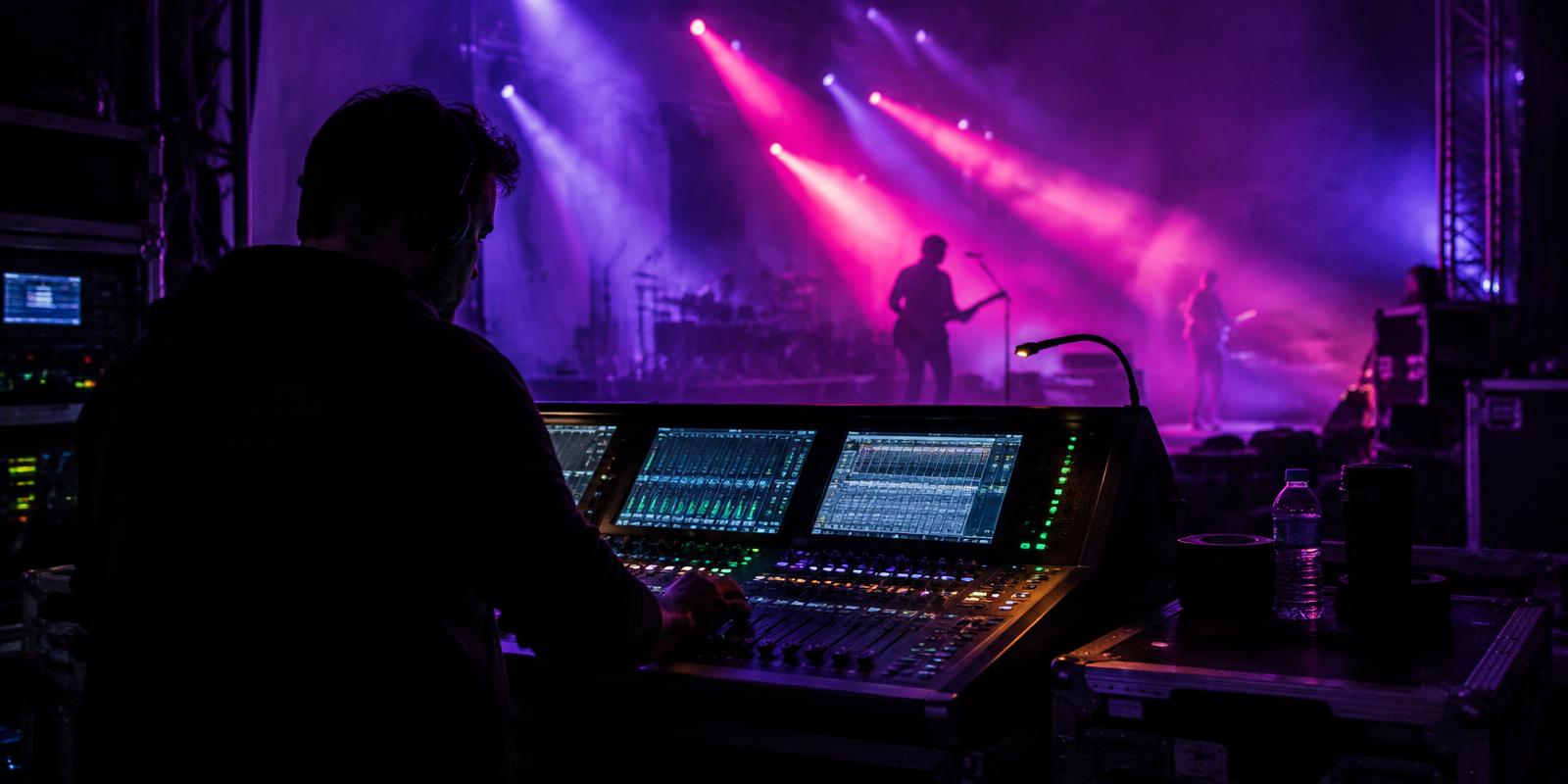 Técnico de som nos bastidores de um concerto